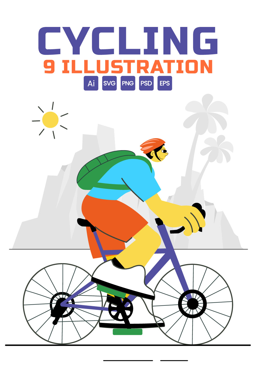 9 Outdoor Cycling Illustration pinterest preview image.