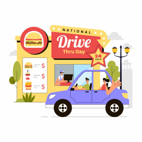 10 National Drive Thru Day Illustration cover image.