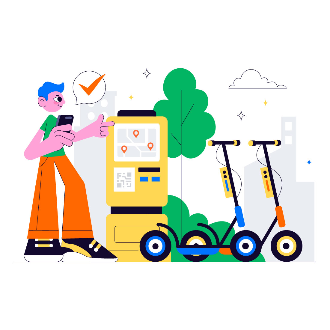 10 Electric Scooter Rental Service Illustration preview image.