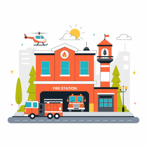 10 Fire Station Building Illustration cover image.