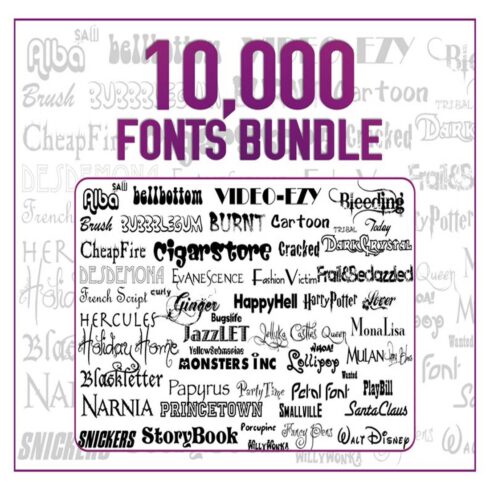10,000 Biggest Font Collection Bundle | Mixed Premium cover image.