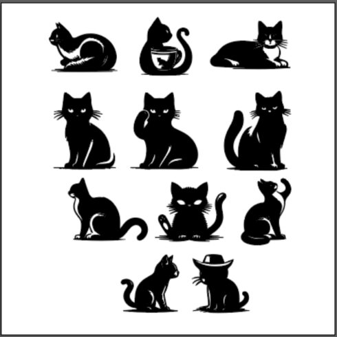 Cat set Logos Vector Illustration cover image.