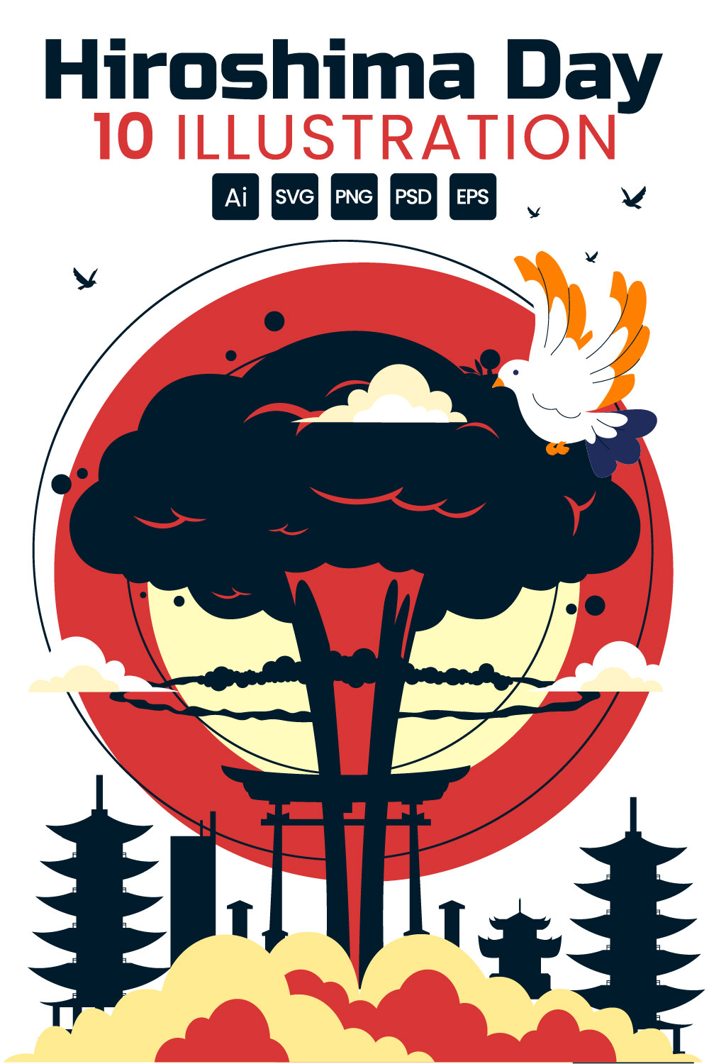 10 Hiroshima Day Illustration pinterest preview image.