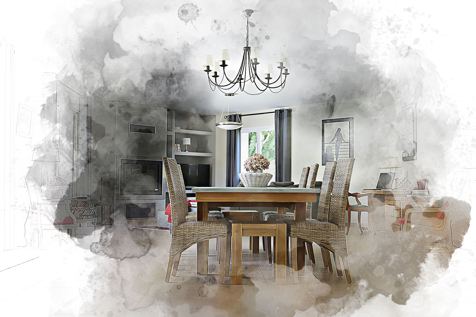 home watercolor painting f 832