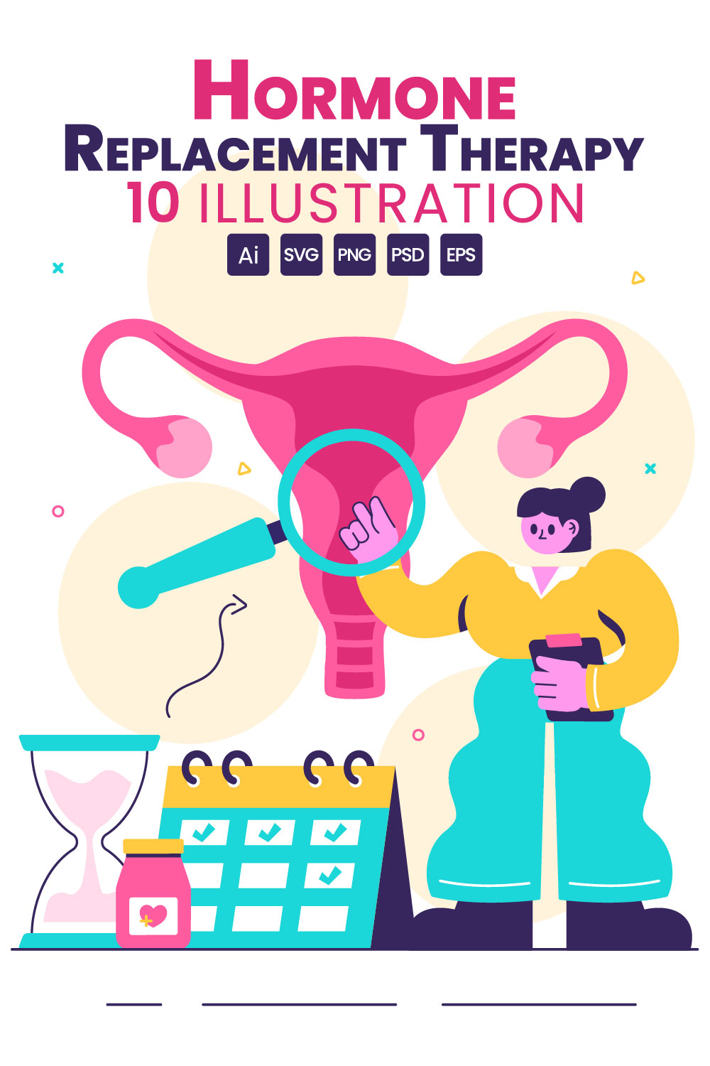 10 Hormone Replacement Therapy Illustration pinterest preview image.