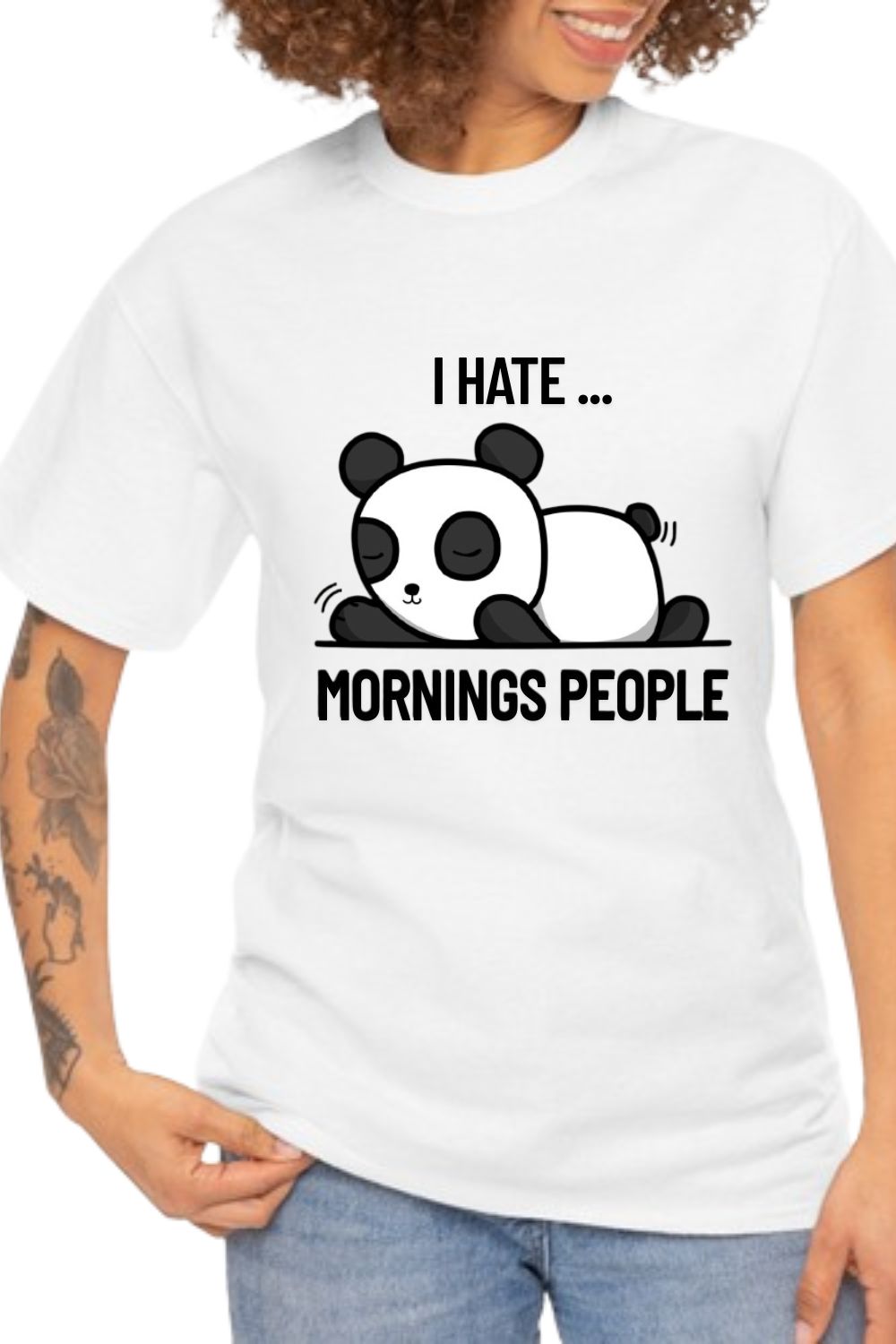 I Hate Mornings & People' T-Shirt Design pinterest preview image.