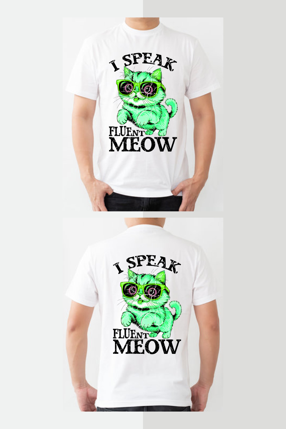 I Speak Fluent Meow t-shirt design pinterest preview image.