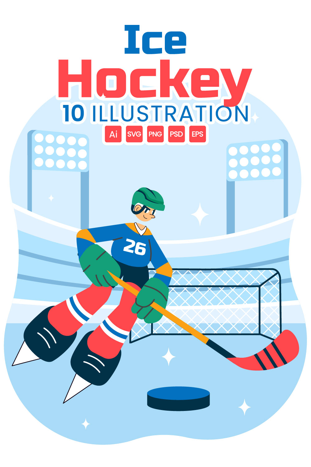 10 Ice Hockey Player Sport Illustration pinterest preview image.