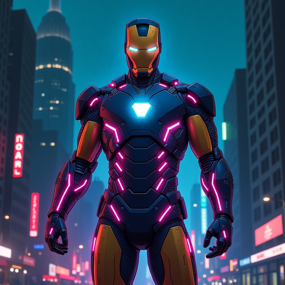 illustration of iron man with a n 1 900