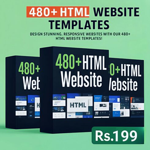 480+ Mega HTML Websites Bundle new cover image.