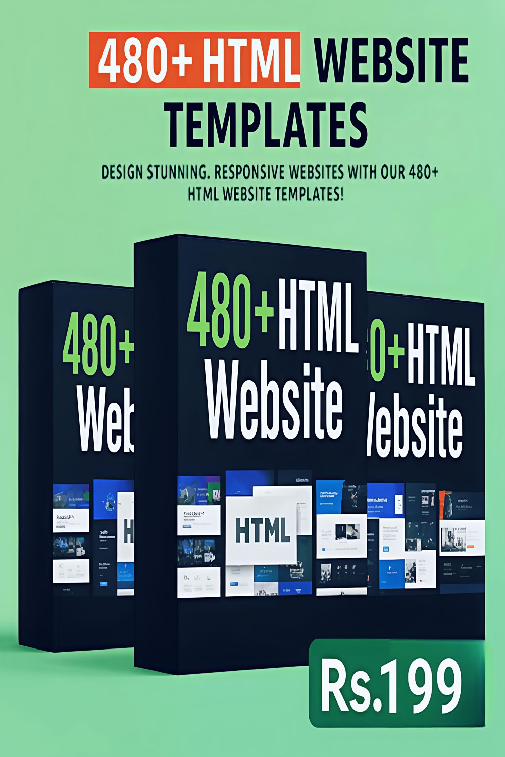 480+ Mega HTML Websites Bundle new pinterest preview image.