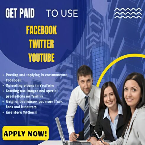 Get Paid To Use Facebook, Twitter and YouTube Online Work cover image.