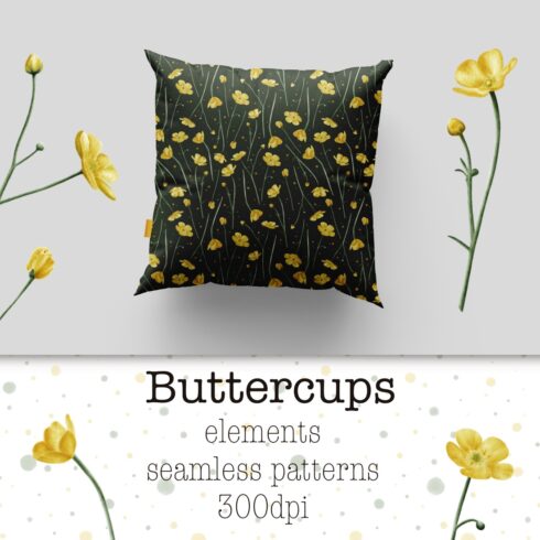 Collections seamless patterns buttercups + png elements cover image.
