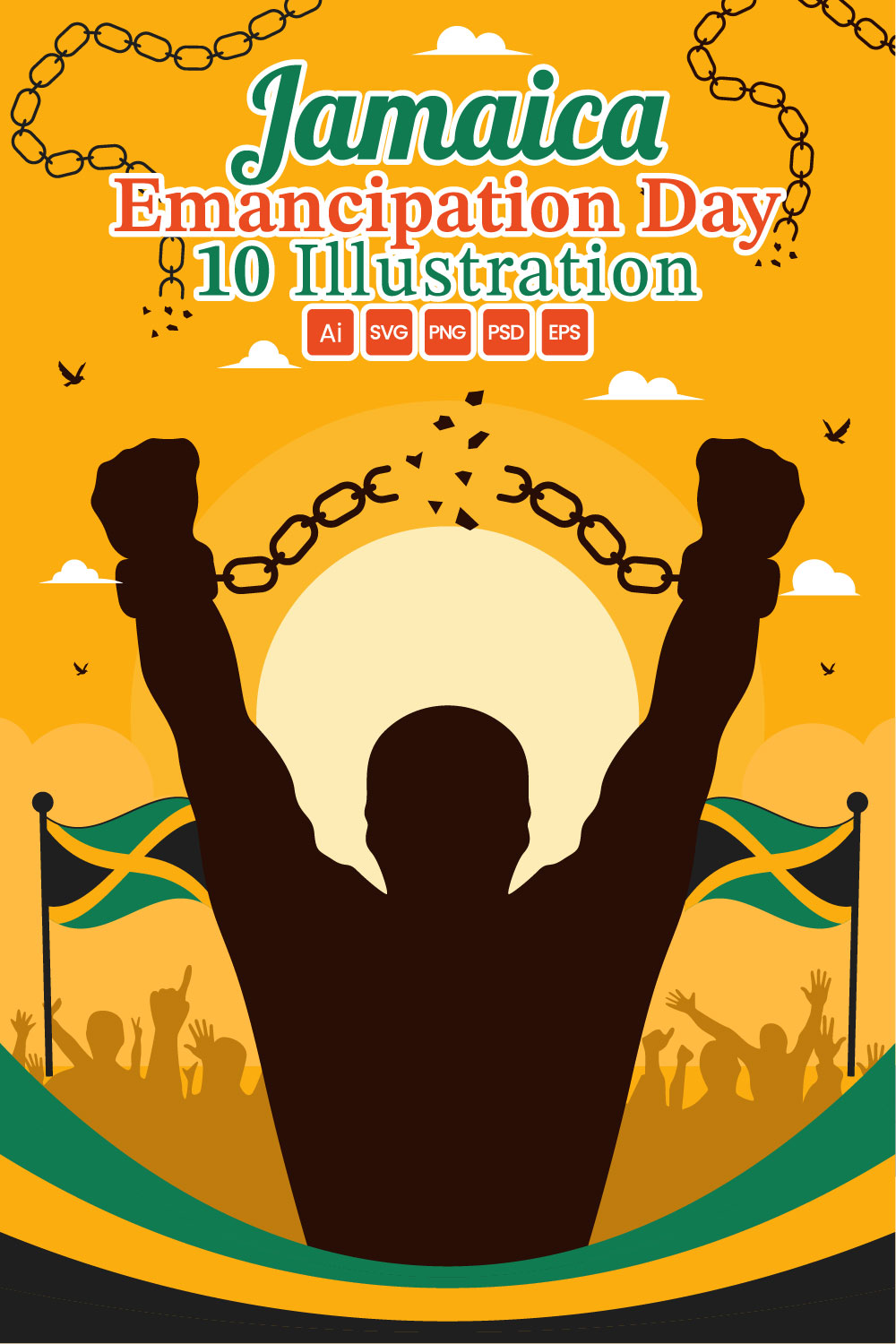 10 Jamaica Emancipation Day Illustration pinterest preview image.