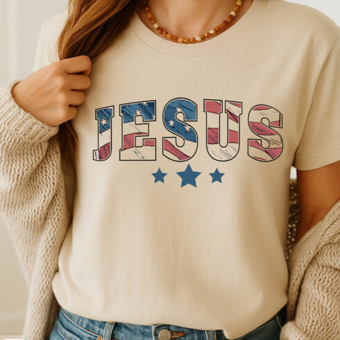 Jesus 4th of July SVG PNG T-shirt Design cover image.