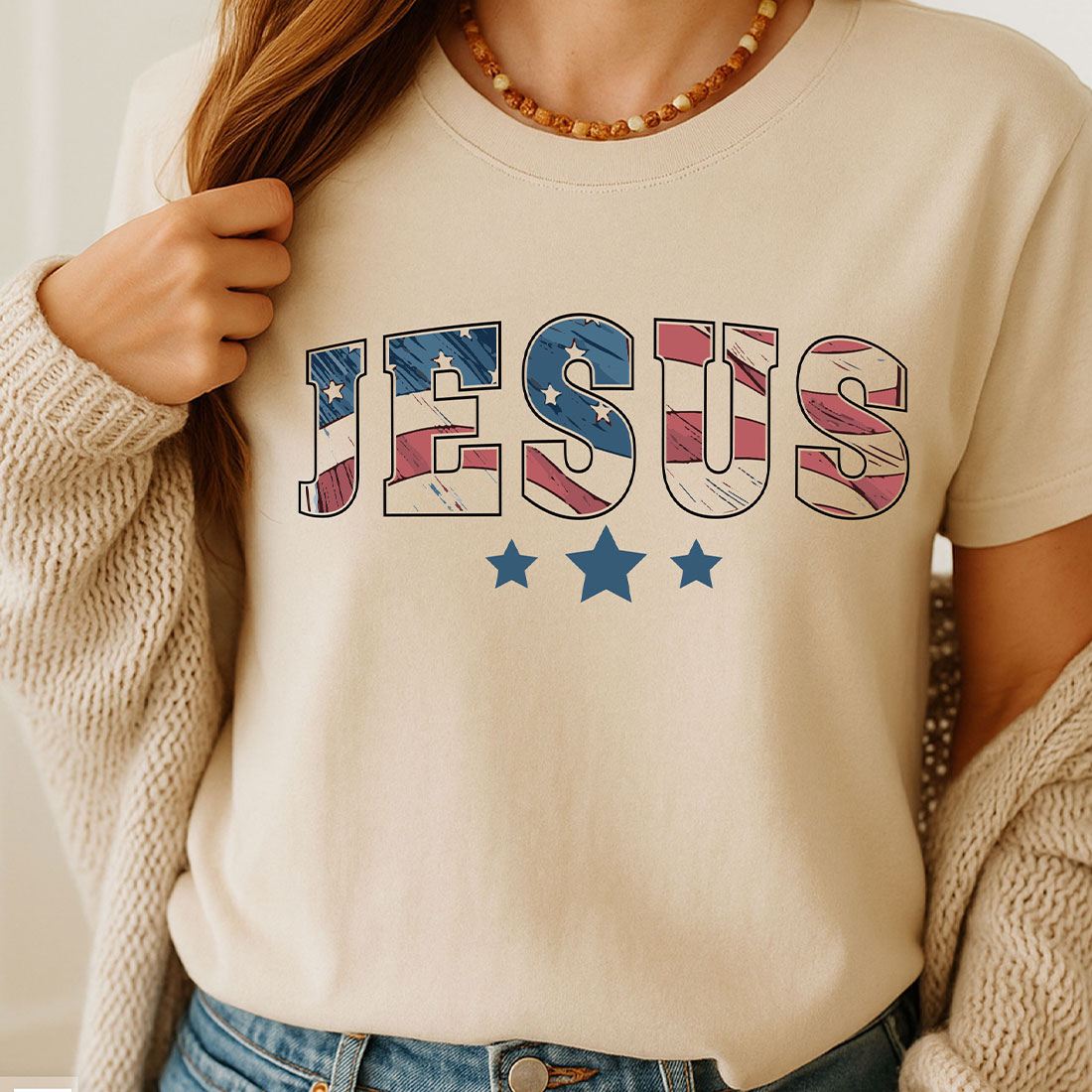 Jesus 4th of July SVG PNG T-shirt Design cover image.