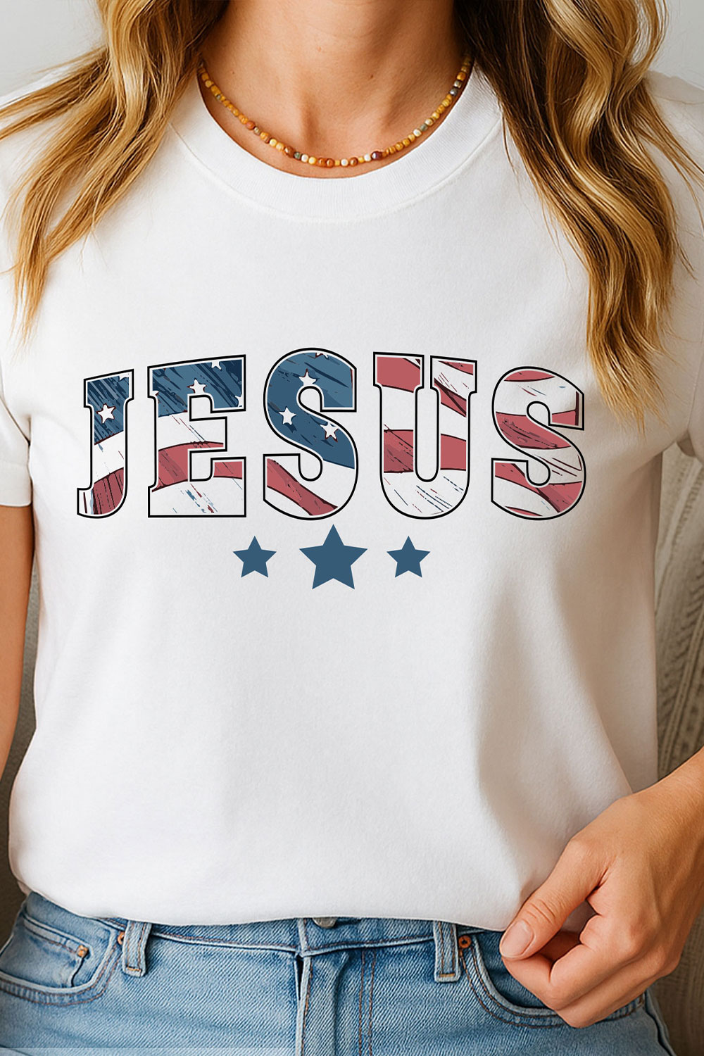 Jesus 4th of July SVG PNG T-shirt Design pinterest preview image.