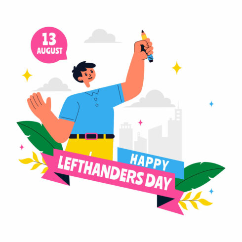 10 Happy Left Handers Day Illustration cover image.