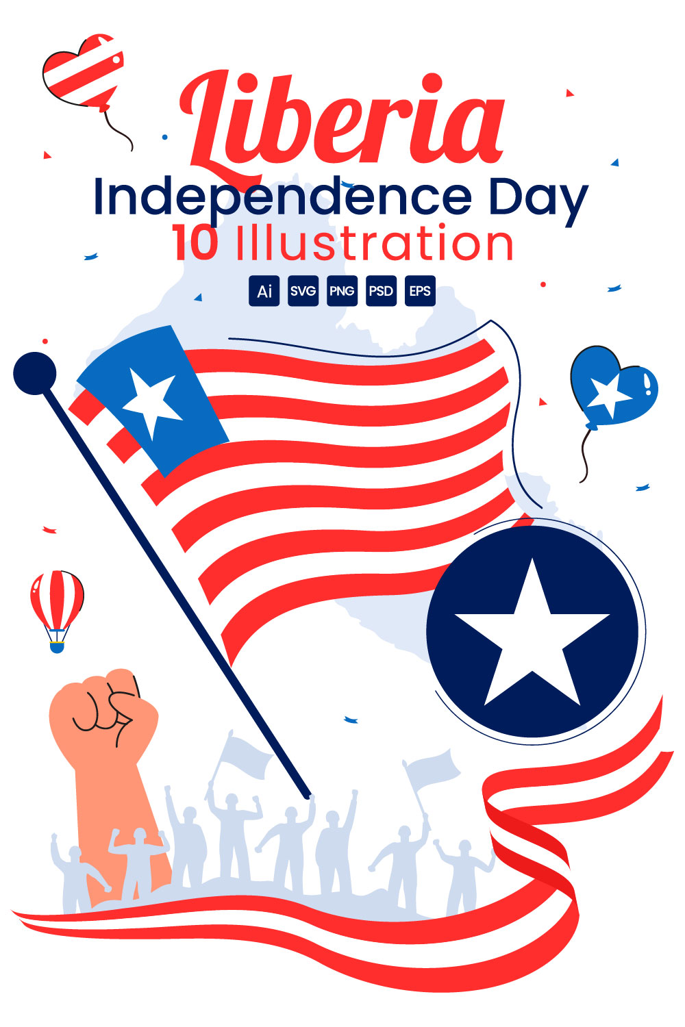10 Liberia Independence Day Illustration pinterest preview image.