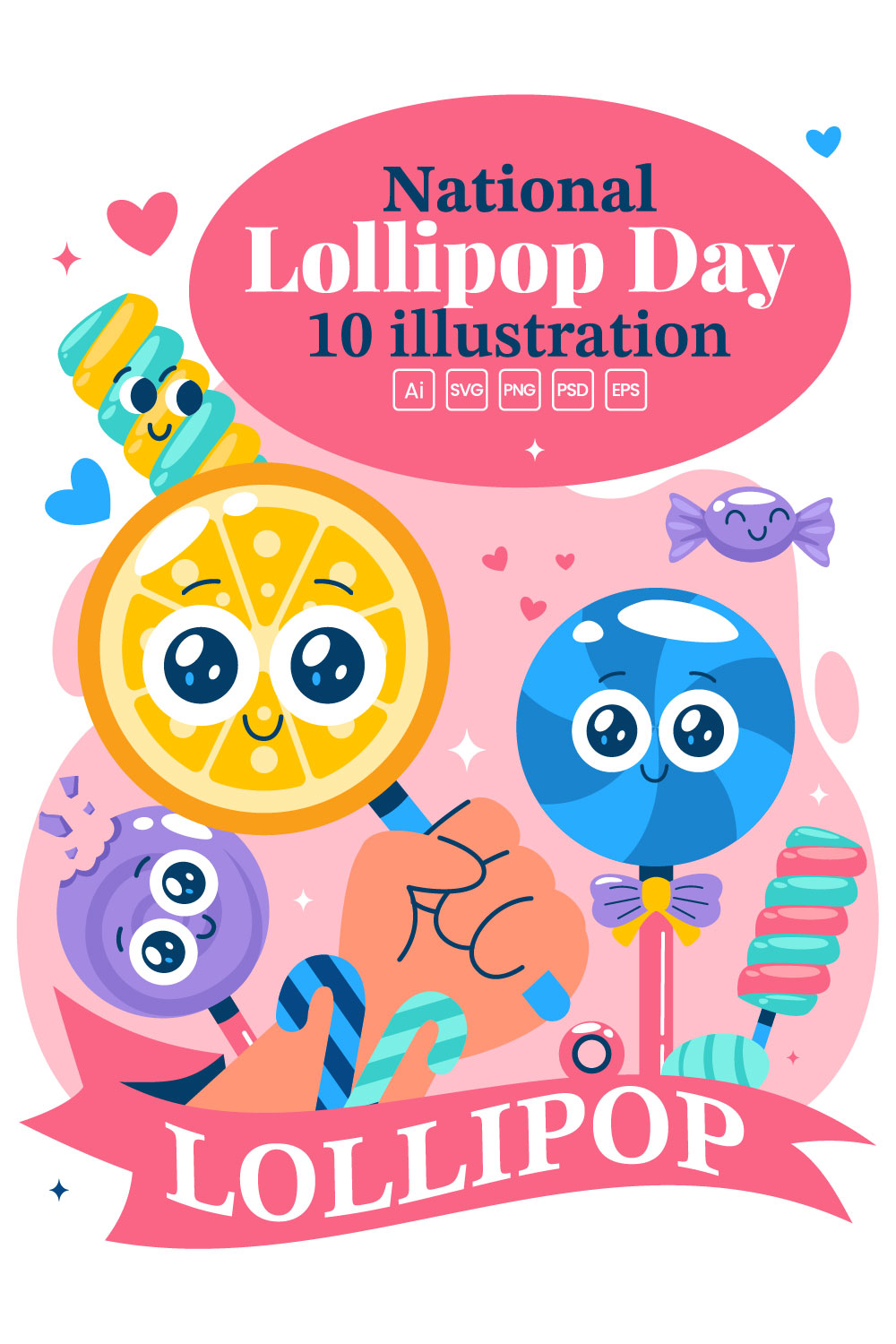 10 National Lollipop Day Illustration pinterest preview image.