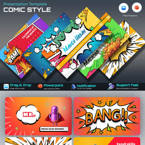 Comic Style Bundle Presentation Template cover image.