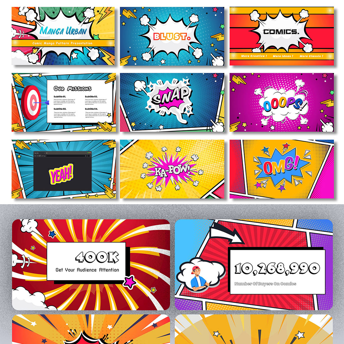 Comic Style Bundle Presentation Template preview image.