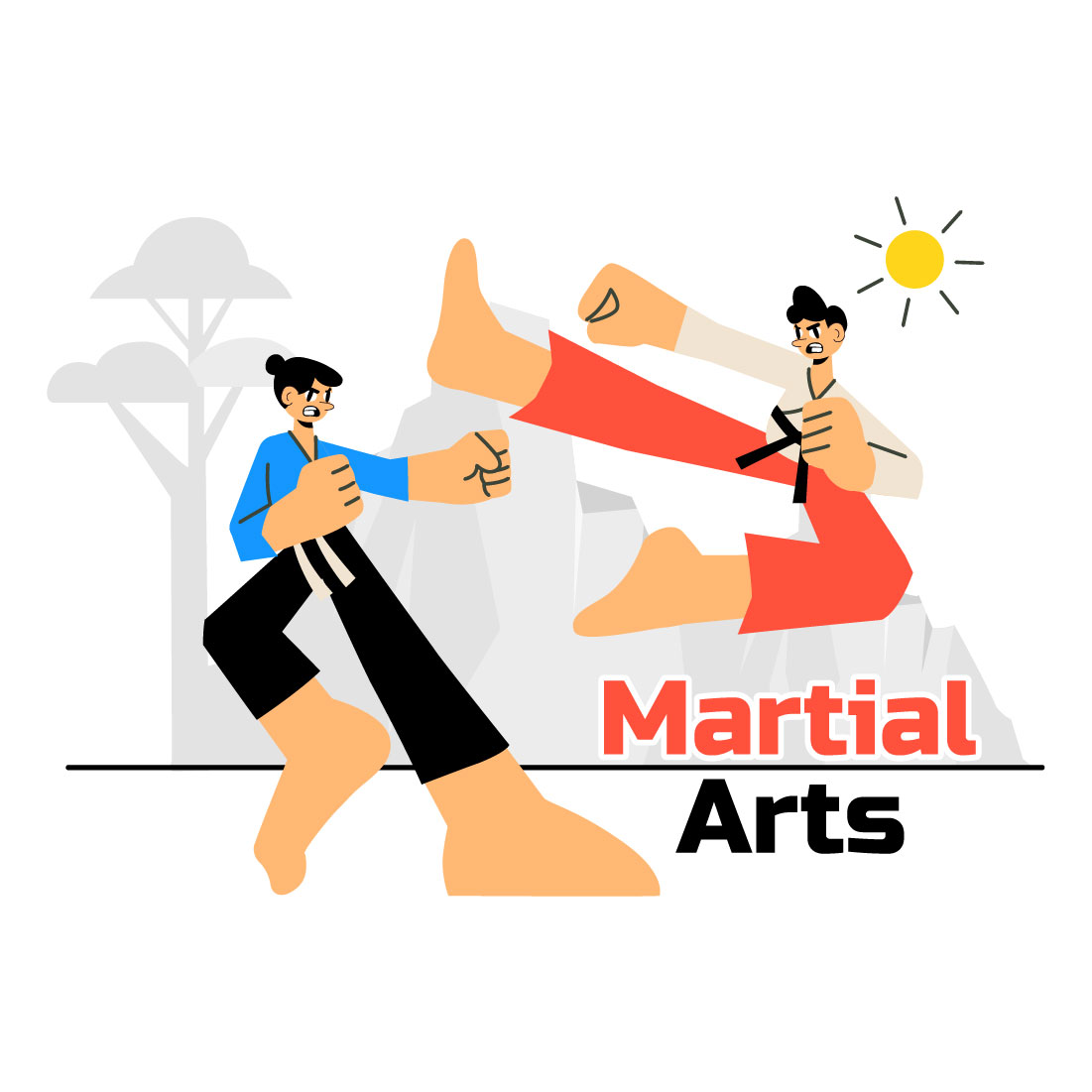 10 Martial Arts Vector Illustration preview image.