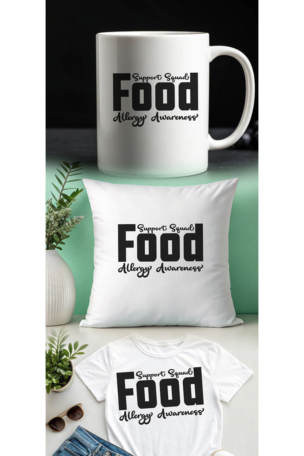 Food Allergy Awareness T-Shirt Design – Support Squad Tee for Health Advocacy pinterest preview image.