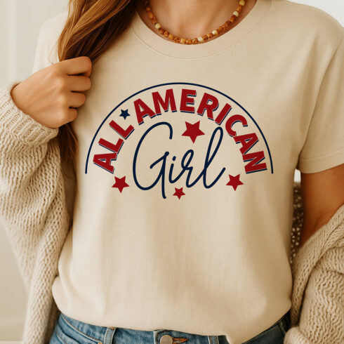 All American Girl 4th of July SVG Design cover image.