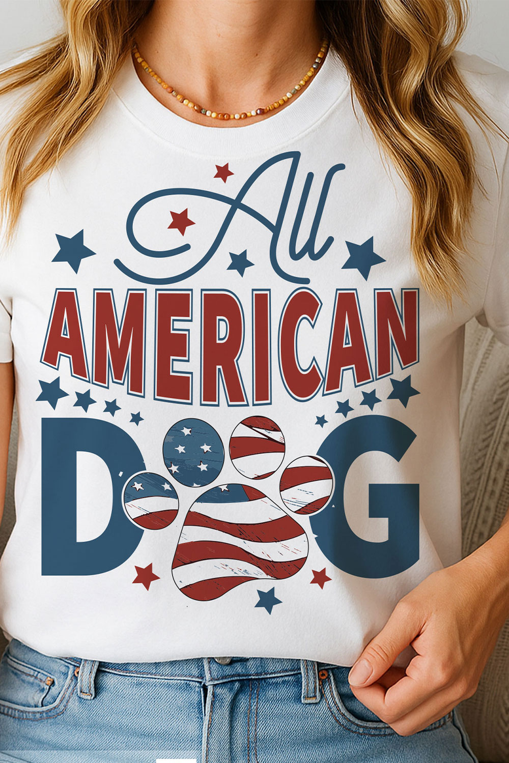 All American Dog 4th of July SVG PNG pinterest preview image.