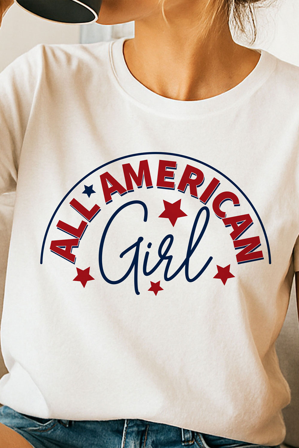 All American Girl 4th of July SVG Design pinterest preview image.