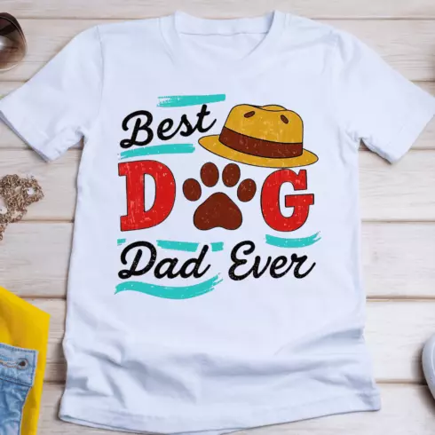 Retro Style Dog Dad T-Shirt Design cover image.