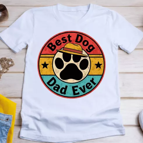 Retro Dog Dad T-Shirt Design cover image.