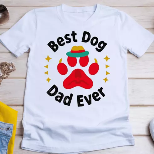 Retro Paw Print Dad T-Shirt Design cover image.