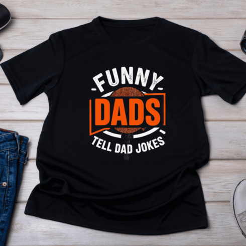 Funny Dads Tell Dad Jokes Microphone T-Shirt Design cover image.