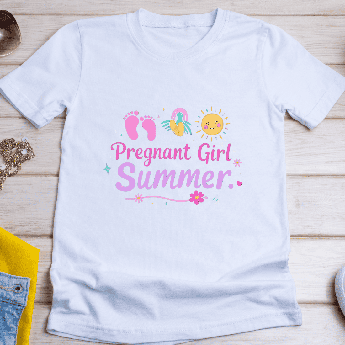 Cute Pregnancy Summer T-Shirt Design cover image.