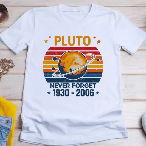 Never Forget Pluto T-Shirt Design cover image.