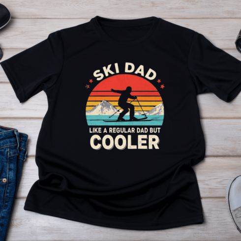 Ski Dad Cooler T-Shirt Design cover image.