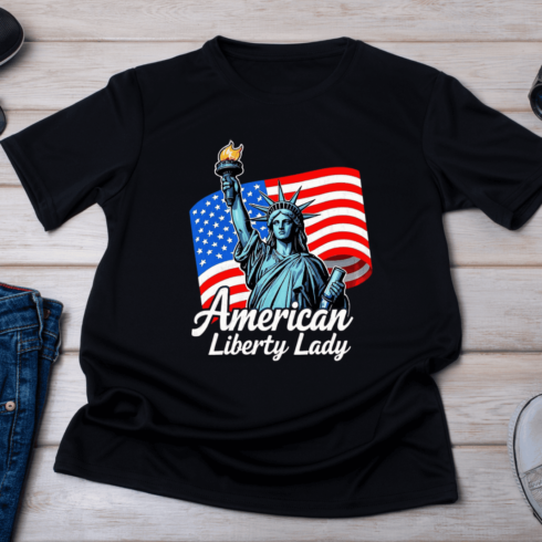 American Liberty Lady T-Shirt Design cover image.