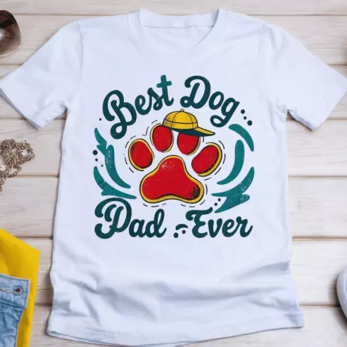 Adorable Dog Owner Father Artwork T-Shirt Design cover image.