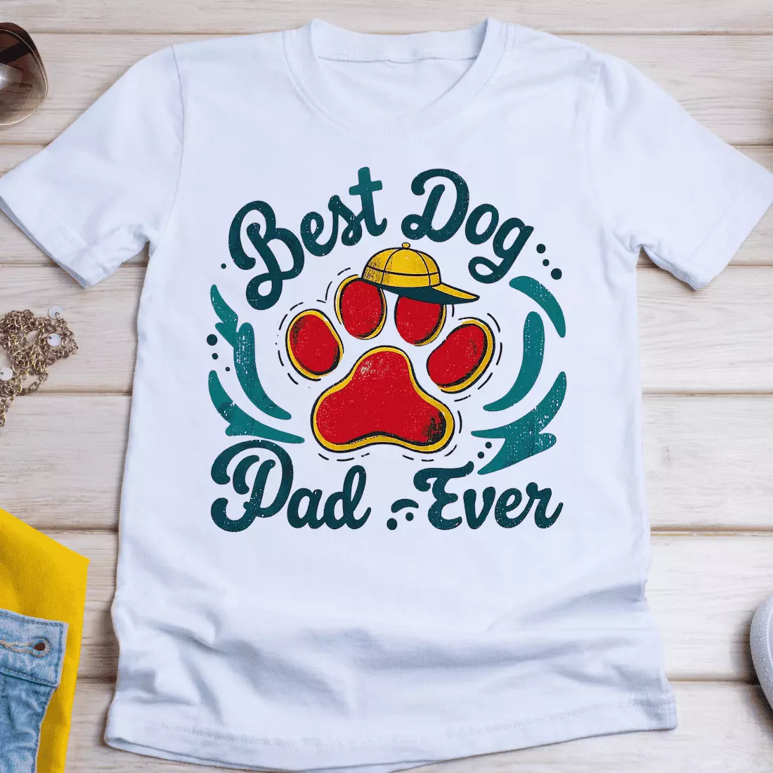 Adorable Dog Owner Father Artwork T-Shirt Design cover image.