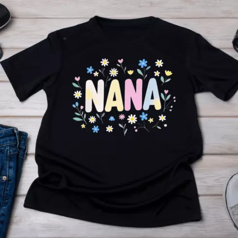 Botanical Nana Name T-Shirt Design cover image.