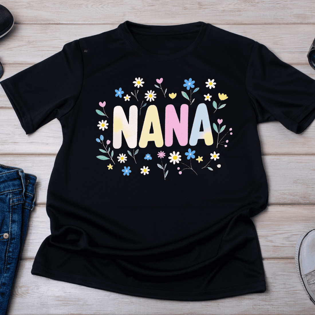 Botanical Nana Name T-Shirt Design cover image.