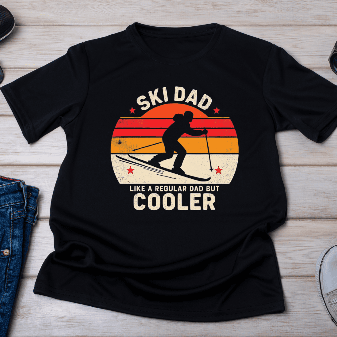 Skiing Dad Cooler Than Regular Dad T-Shirt Design cover image.
