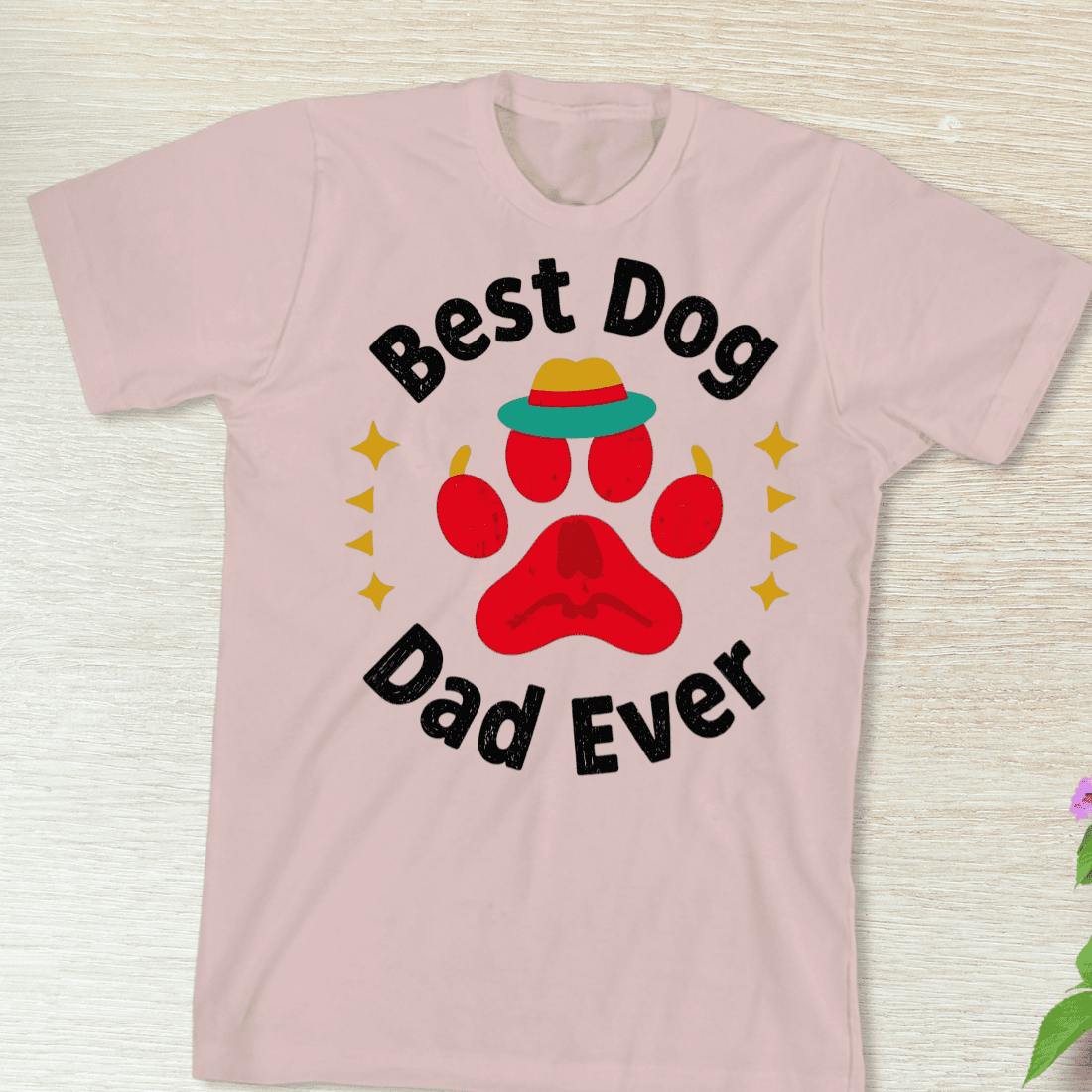 Retro Paw Print Dad T-Shirt Design preview image.