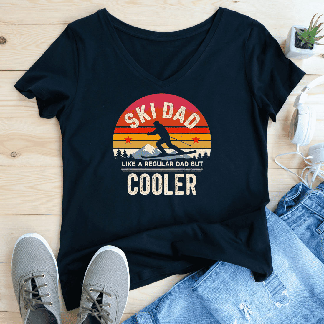 Father's Day Skiing Dad T-Shirt Design preview image.