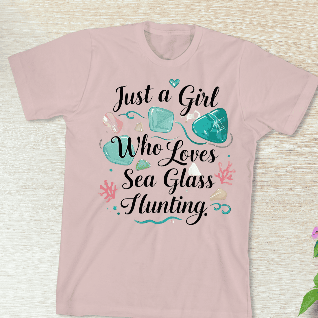 Sea Glass Hunter Quote T-Shirt Design preview image.