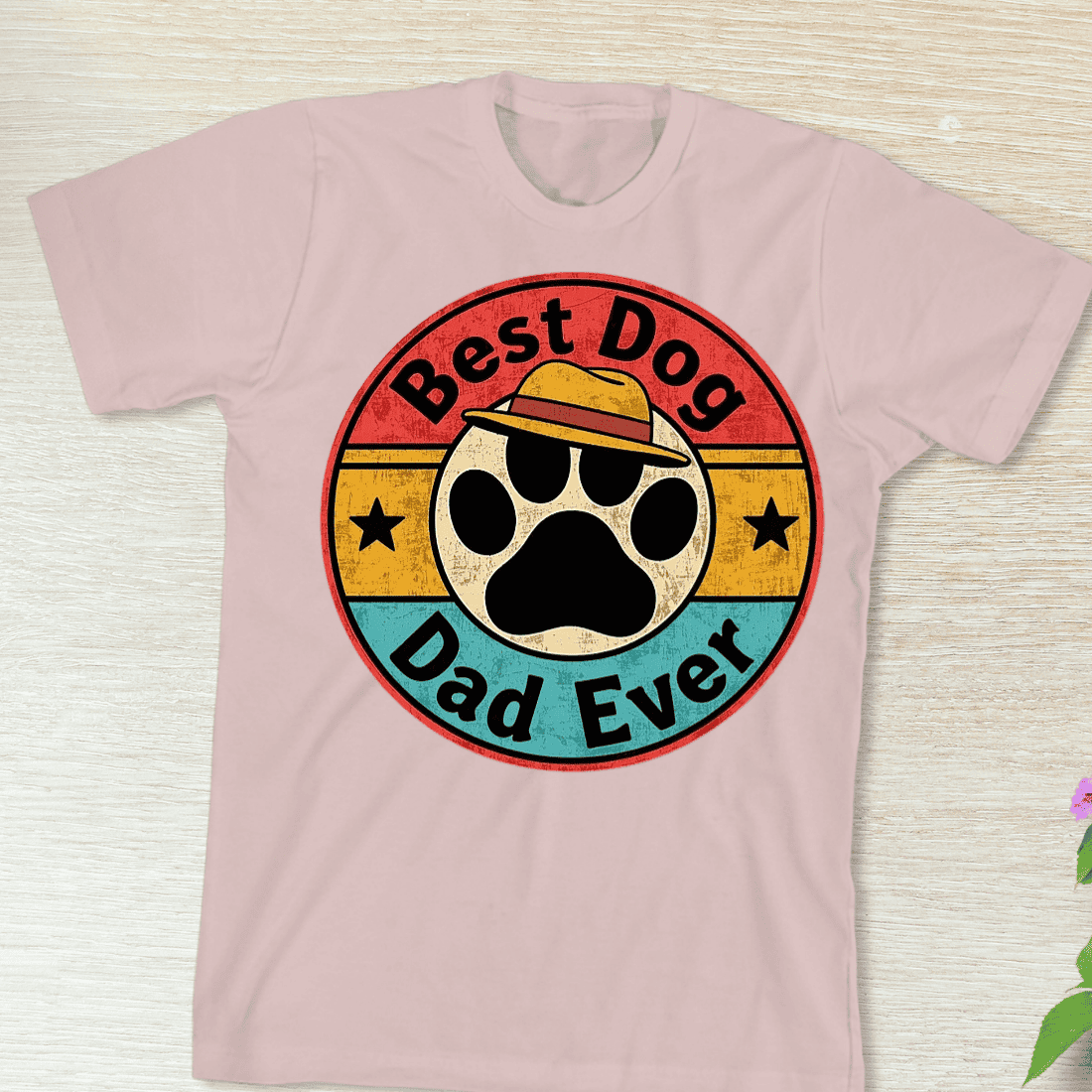 Retro Dog Dad T-Shirt Design preview image.