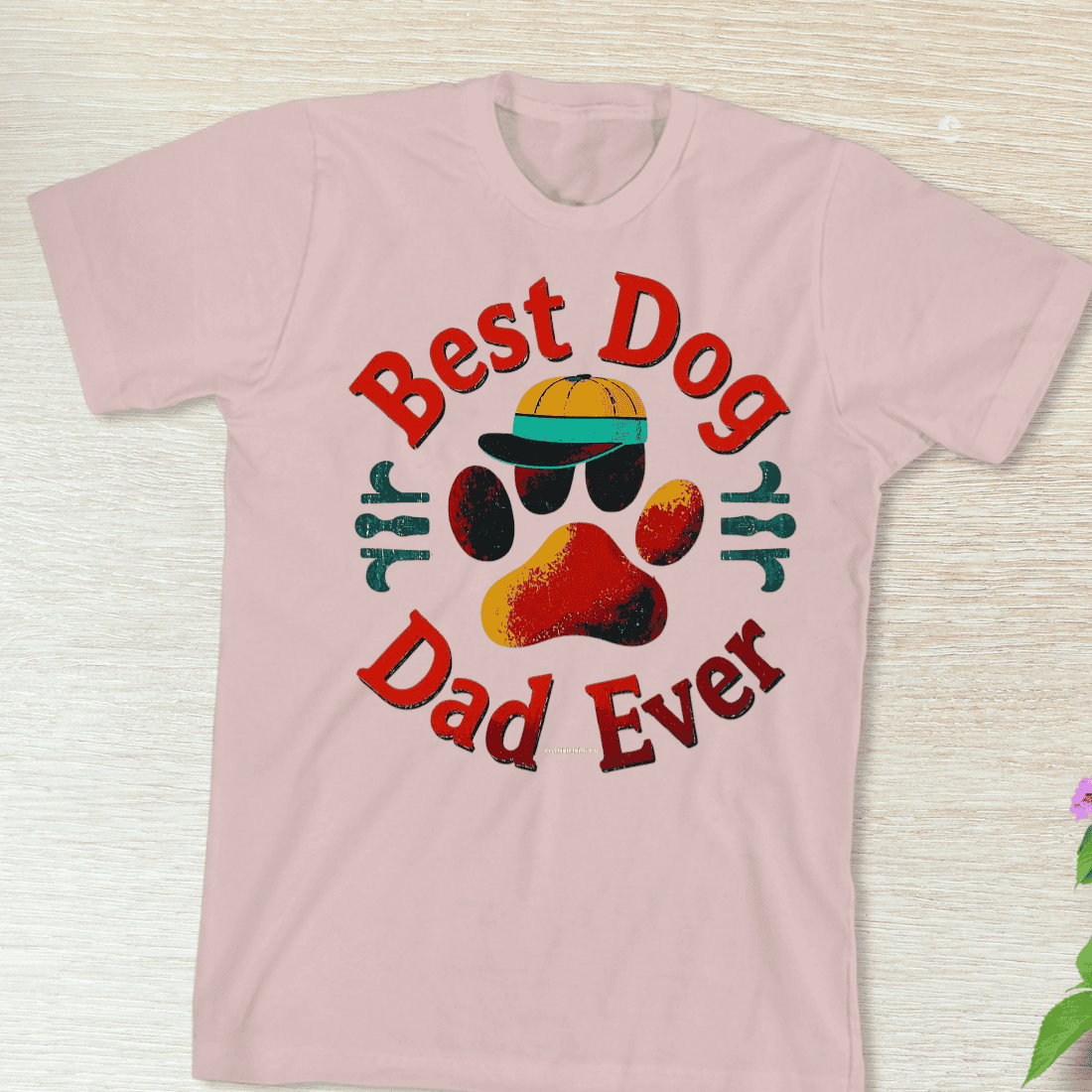 Best Dog Dad Ever Paw T-Shirt Design preview image.