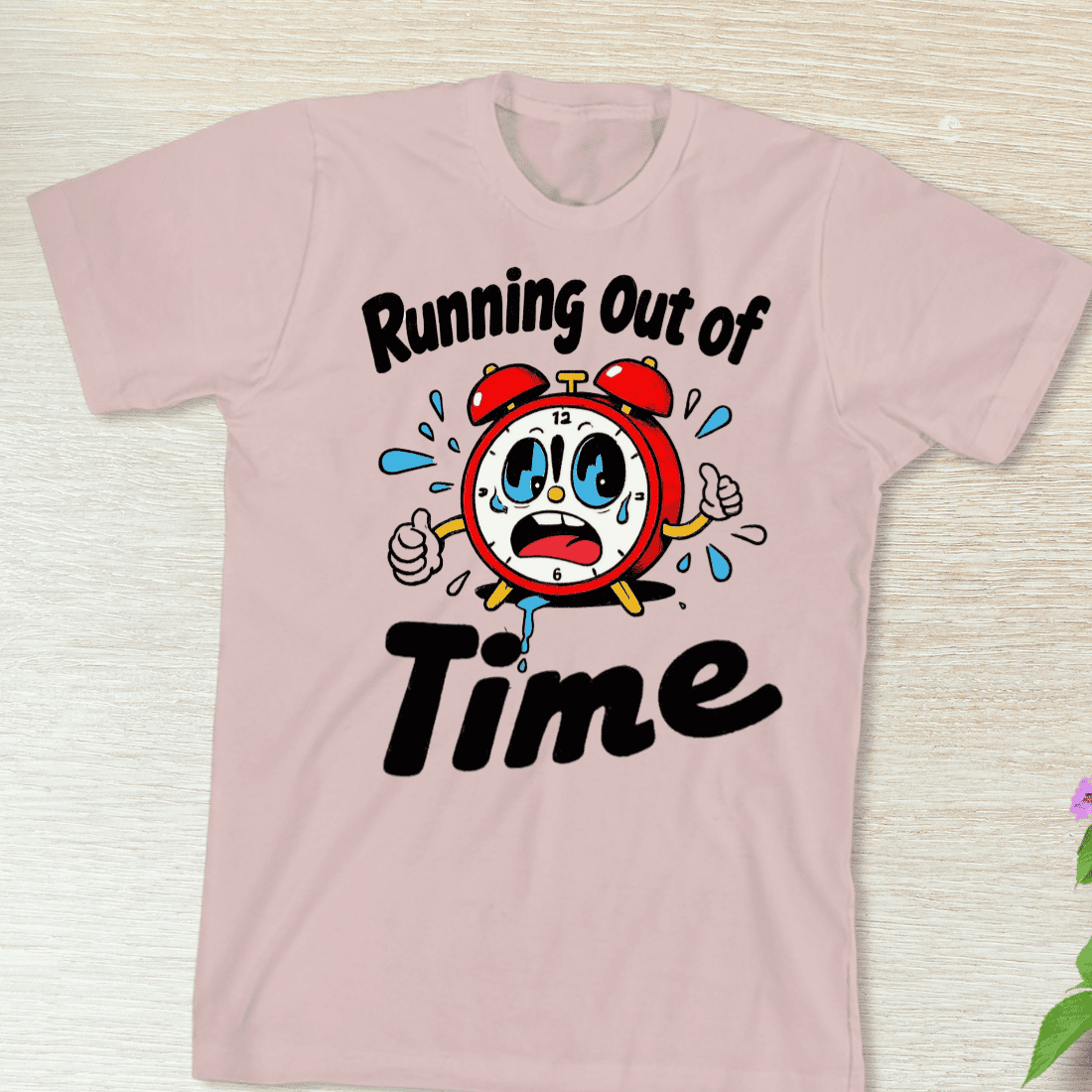 Deadline Clock Cartoon T-Shirt Design preview image.